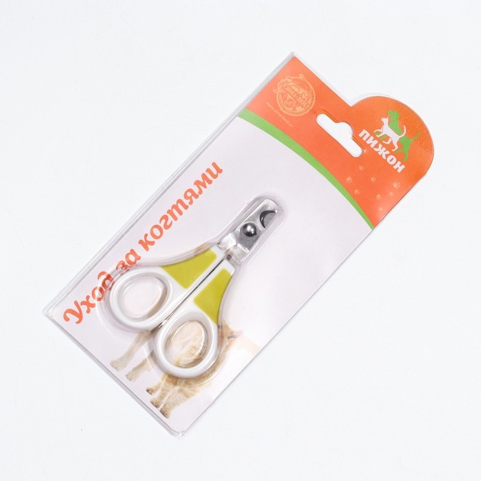 Ножницы-когтерезы изогнутые, отверстие 7 мм, белые с зелёным Ножницы-когтерезы изогнутые, отверстие 7 мм, белые с зелёным
