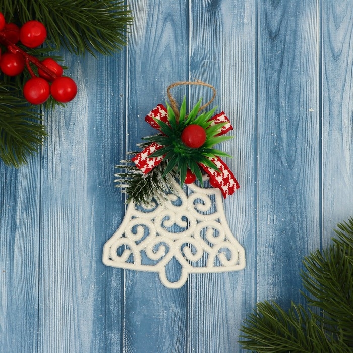 Украшение ёлочное Украшение ёлочное "Колокольчик ажур" 7х8 см, белый