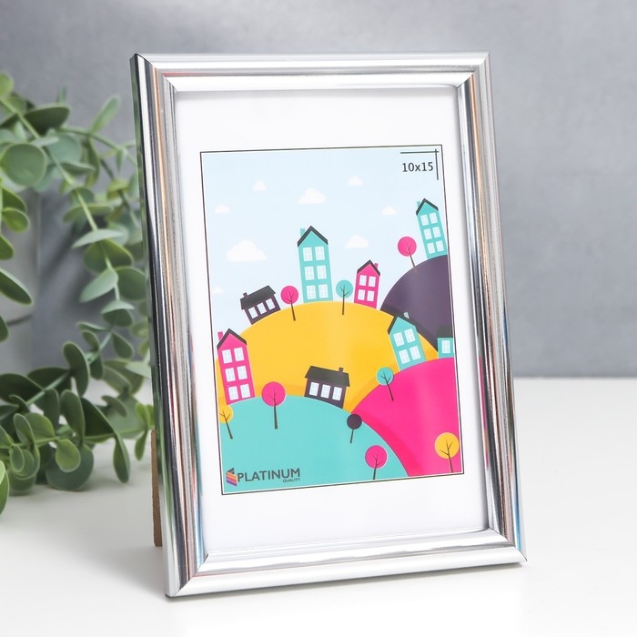 Фоторамка пластик Фоторамка пластик "Палитра" 10x15 см, серебро