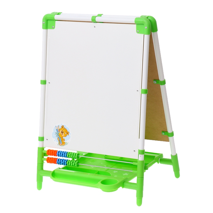 Мольберт детский двусторонний «Доска знаний», регулируется по высоте, + учебные принадлежности, цвет салатовый