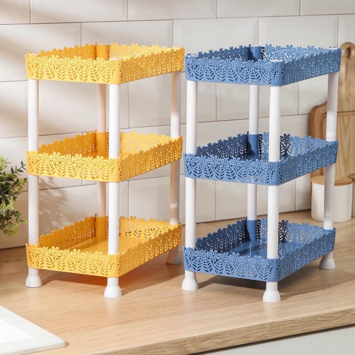 Этажерка 3-х ярусная Доляна «Ромашки», 26×17×32 см, цвет МИКС Этажерка 3-х ярусная Доляна «Ромашки», 26×17×32 см, цвет МИКС