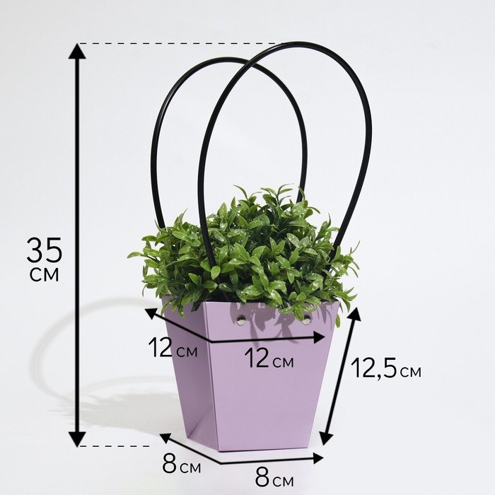 Сумка для цветов лиловая влагостойкая, 12x12-8 x 8-12.5 см Сумка для цветов лиловая влагостойкая, 12x12-8 x 8-12.5 см