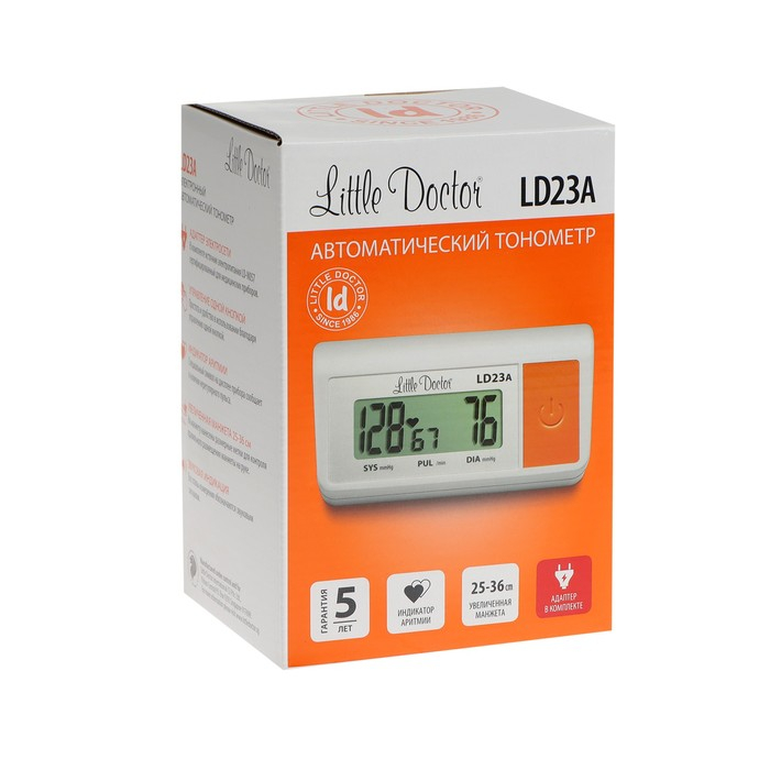 Тонометр Little Doctor LD-23А, автоматический, большая манжета 25-36 см, 4хАА, с адаптером Тонометр Little Doctor LD-23А, автоматический, большая манжета 25-36 см, 4хАА, с адаптером