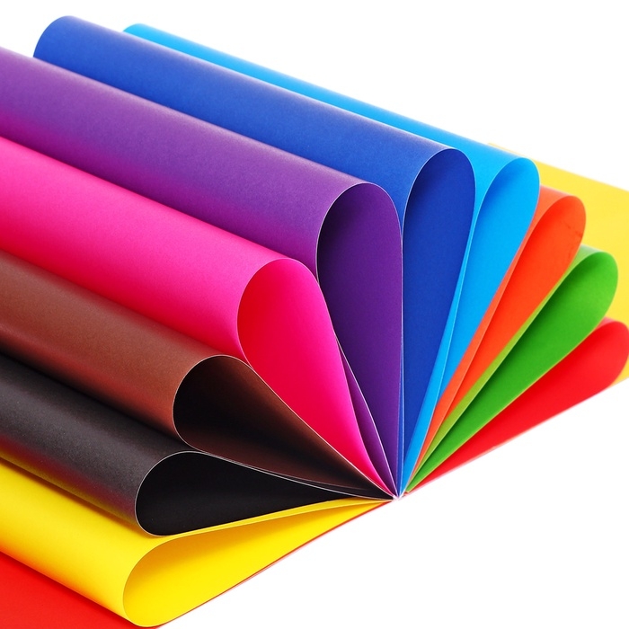 Бумага цветная А4 20 листов, 10 цветов, офсетная 80г/м&sup2;, ErichKrause, мелованная двусторонняя на склейке, набор для детского творчества