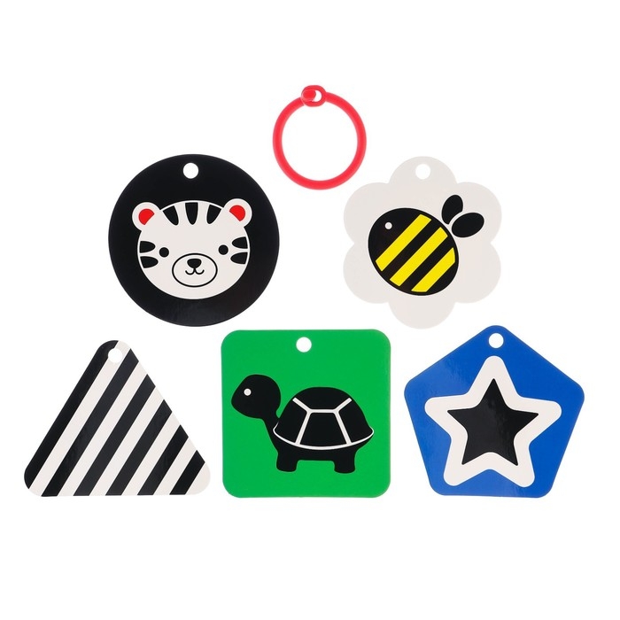 Развивающая игрушка по методике Г. Домана карточки на кольце «Зверята», 5 шт., Крошка Я Развивающая игрушка по методике Г. Домана карточки на кольце «Зверята», 5 шт., Крошка Я