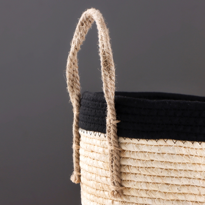 Корзина для хранения Корзина для хранения "Перу", с ручками, 29 х 29 х 25 см, натуральный, чёрный