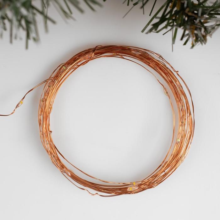 Гирлянда «Нить» 5 м роса, IP20, медная нить, 50 LED, свечение мульти, 2 режима, AAх3 Гирлянда «Нить» 5 м роса, IP20, медная нить, 50 LED, свечение мульти, 2 режима, AAх3