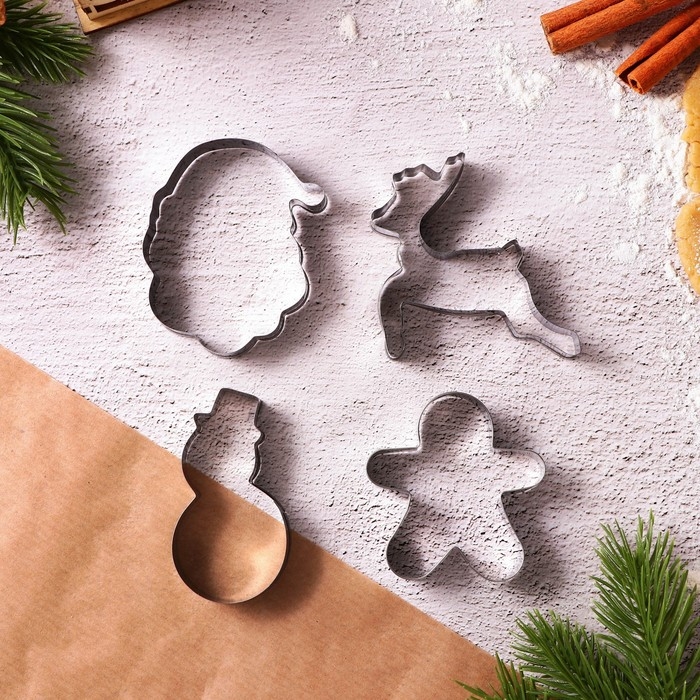 Новый год. Набор форм для печенья «Зимняя сказка», металл, 4 шт Новый год. Набор форм для печенья «Зимняя сказка», металл, 4 шт