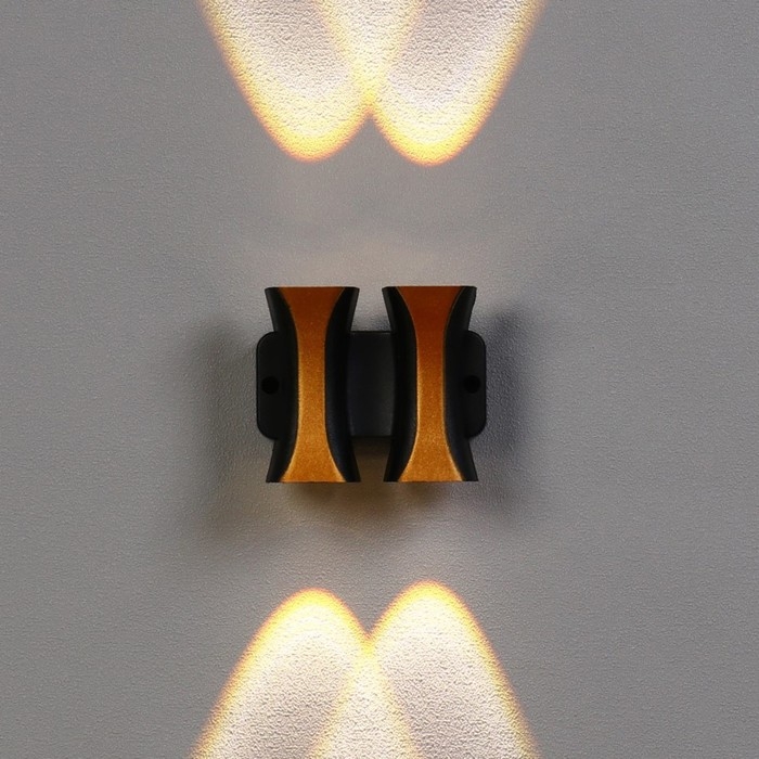 Светильник фасадный «Элегант», FSD-043, 4 Вт, 3000К, 2 луча, IP65, 220 В, пластик, черный Светильник фасадный «Элегант», FSD-043, 4 Вт, 3000К, 2 луча, IP65, 220 В, пластик, черный