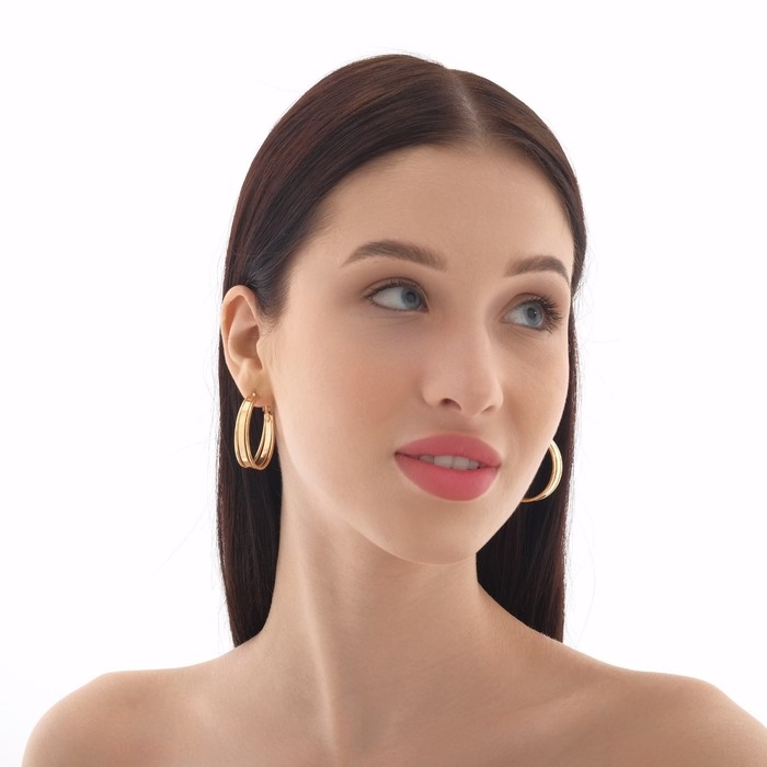 Серьги-кольца «Карма» крупная линия, цвет золото, d=4 Серьги-кольца «Карма» крупная линия, цвет золото, d=4