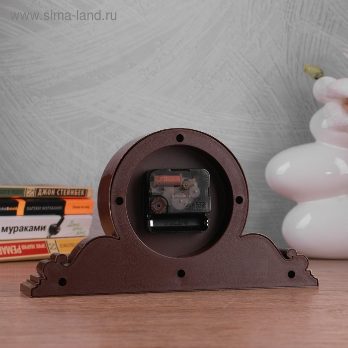 Часы настольные Часы настольные "Милица", бесшумные, 26 х 14 см, d-9.5 см, корпус коричневый с золотом