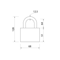 Замок навесной LOCKLAND, 65 мм, влагозащищенный,  длинная дужка, 2 ключа, цвет черный