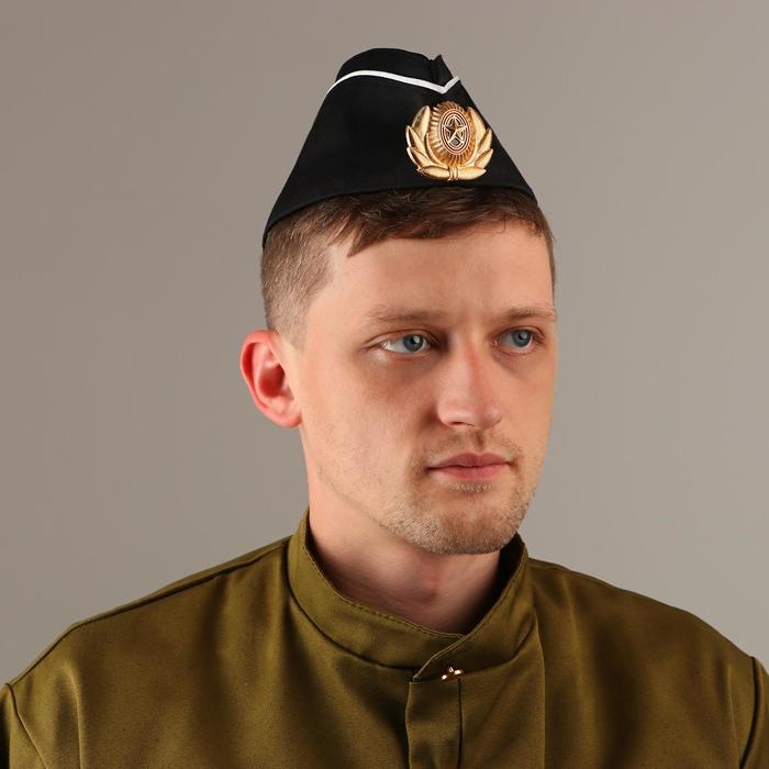 Пилотка с белым кантом, кокарда ВМФ, обхват головы 54–57 см, цвет чёрный Пилотка с белым кантом, кокарда ВМФ, обхват головы 54–57 см, цвет чёрный