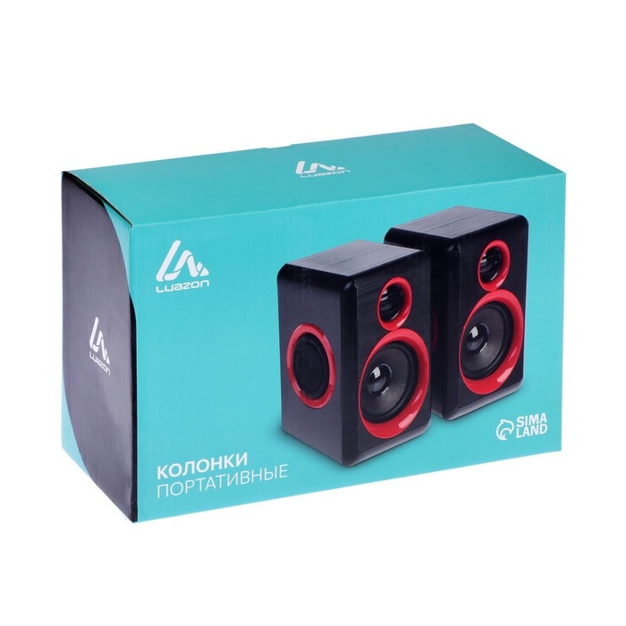 Компьютерные колонки 2.0 LuazON ES-02, Jack 3.5, USB, 0.9 м, черно-красные Компьютерные колонки 2.0 LuazON ES-02, Jack 3.5, USB, 0.9 м, черно-красные