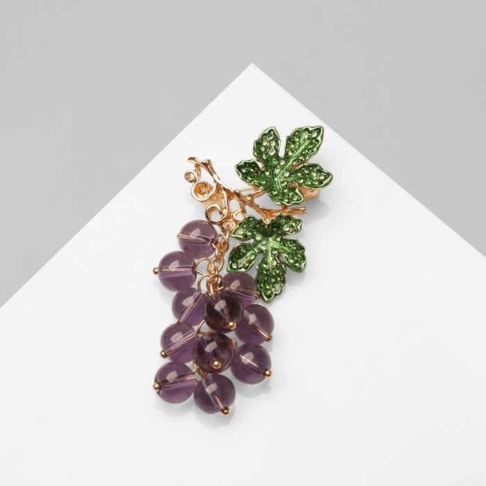 Брошь «Виноград» кисть, цвет фиолетово-зелёный в золоте Брошь «Виноград» кисть, цвет фиолетово-зелёный в золоте