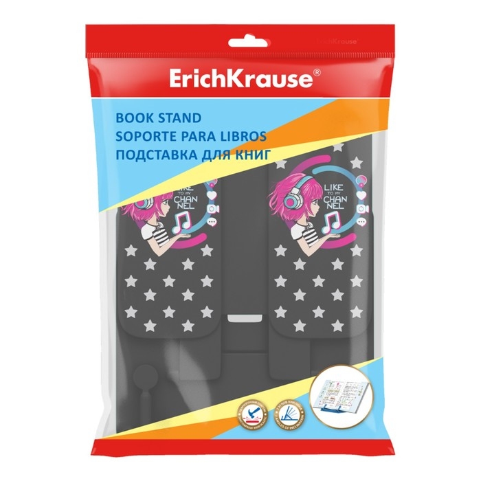 Подставка для книг ErichKrause Top Blogger, пластик, черная Подставка для книг ErichKrause Top Blogger, пластик, черная