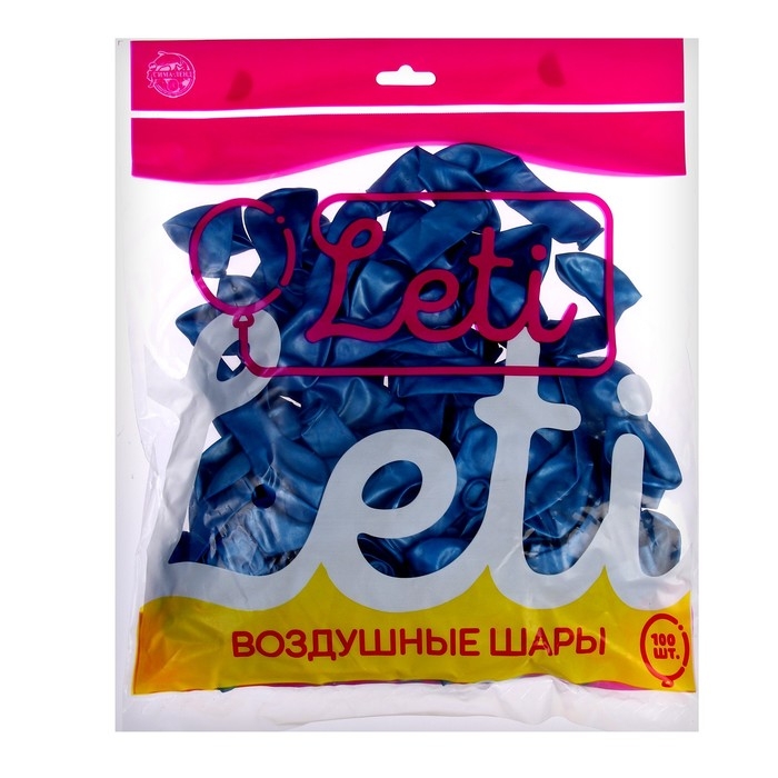 Шар латексный 5", хром, набор 100 шт., цвет синий