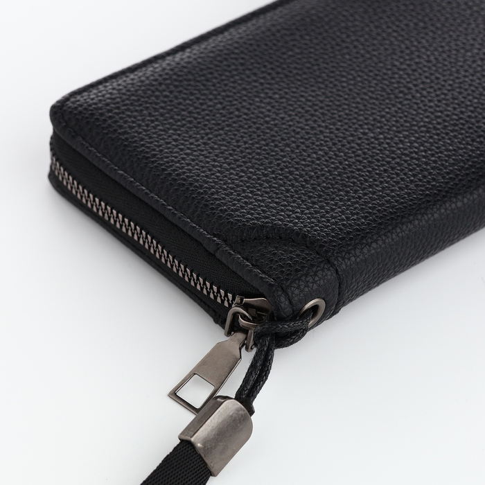 Портмоне мужское на молнии, отдел для карт, монет, цвет чёрный Портмоне мужское на молнии, отдел для карт, монет, цвет чёрный