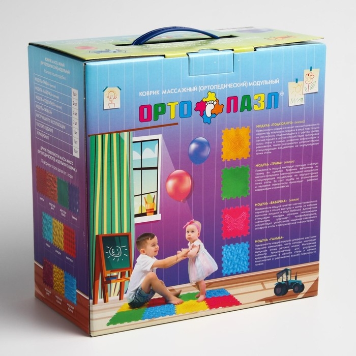 Модульный массажный коврик ОРТО ПАЗЛ «Начинайка», 8 модулей, 4 вида Модульный массажный коврик ОРТО ПАЗЛ «Начинайка», 8 модулей, 4 вида