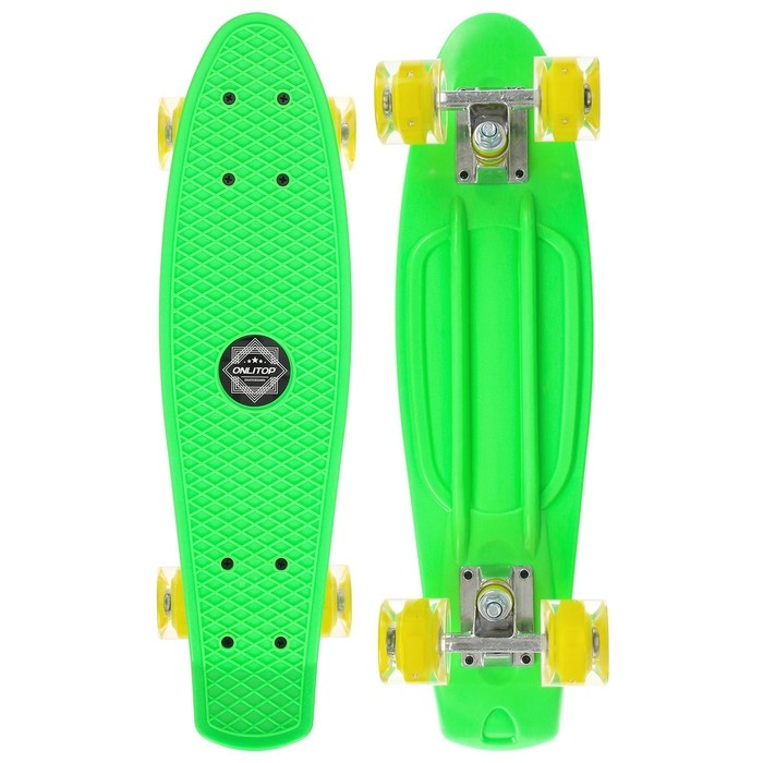 Скейтборд ONLITOP, 56x15 см, колёса световые PU 60х45 мм, алюминиевая рама, цвет МИКС Скейтборд ONLITOP, 56x15 см, колёса световые PU 60х45 мм, алюминиевая рама, цвет МИКС