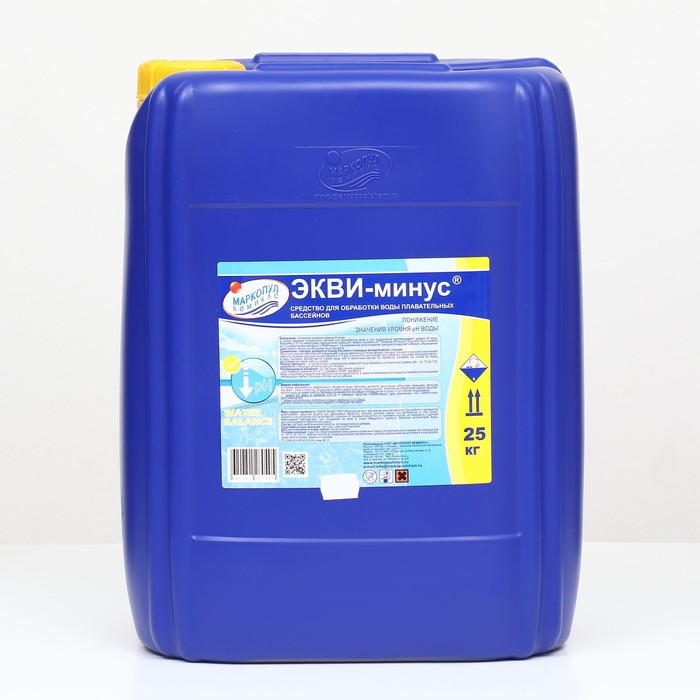 Жидкое средство для понижения уровня рН воды  Жидкое средство для понижения уровня рН воды "ЭКВИ-минус", 25 кг