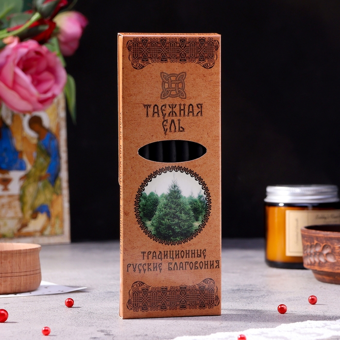 Набор традиционных русских благовоний  Набор традиционных русских благовоний "Таёжная ель", 7шт + подставка
