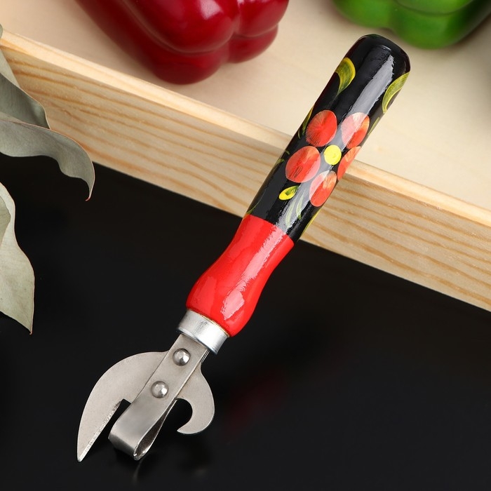 Открывашка консервная «Хохлома», клепаная, с художественной росписью, деревянная