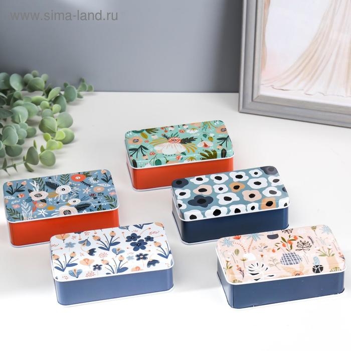 Шкатулка металл прямоугольная Шкатулка металл прямоугольная "Цветочная полянка" МИКС 4х11,5х6,5 см