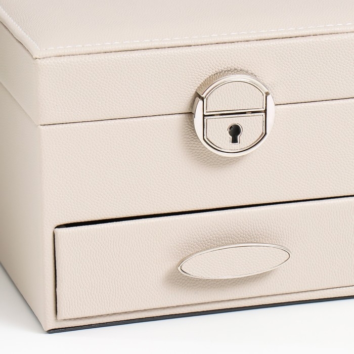 Шкатулка кожзам для украшений  Шкатулка кожзам для украшений "Серый опал" 16х16х11,8 см