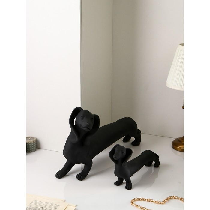 Набор фигур «Такса», полистоун, 35 см, цвет черный матовый Набор фигур «Такса», полистоун, 35 см, цвет черный матовый