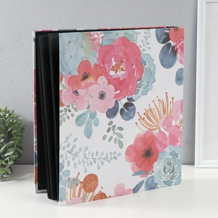 Фотоальбом на 500 фото 10х15 см "Акварель. Цветы на белом" 36х33х4,5 см