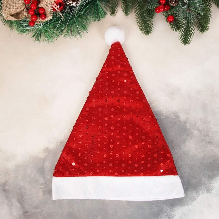 Колпак новогодний  Колпак новогодний "Праздничные капли" 28х35 см, красный
