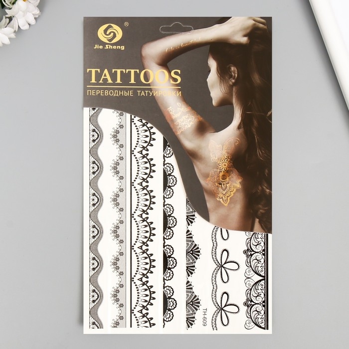 Татуировка на тело чёрная Татуировка на тело чёрная "Кружево" 25х15 см