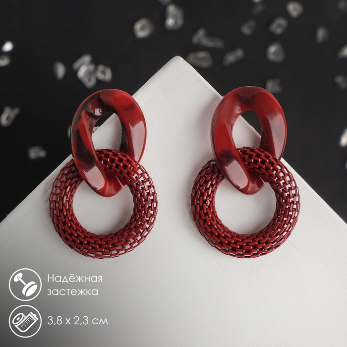Серьги ассорти «Бесконечность» переплетение, цвет красный Серьги ассорти «Бесконечность» переплетение, цвет красный