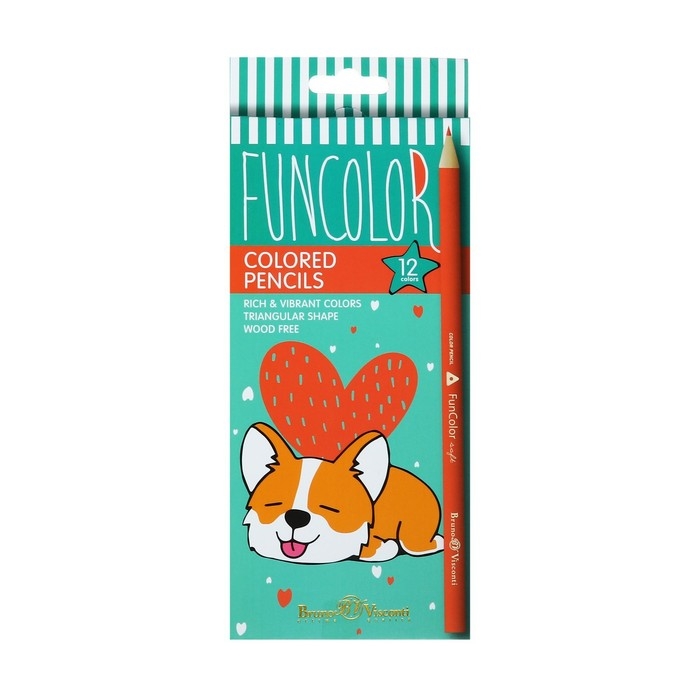 Карандаши 12 цветов FunColor, пластиковые, трёхгранные, МИКС Карандаши 12 цветов FunColor, пластиковые, трёхгранные, МИКС