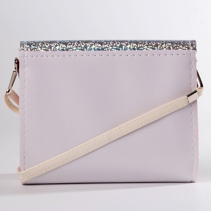 Сумка детская для девочки "Котик", на клапане, голография/белый, 15х4х12 см