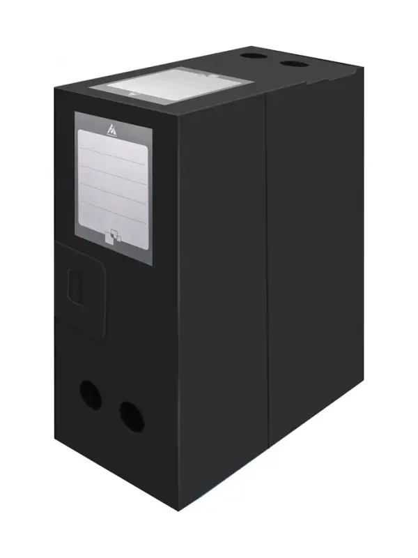 Папка-короб архивная А4, корешок 120 мм, пластик, Calligrata, вырубная застежка, чёрная, до 1100 листов