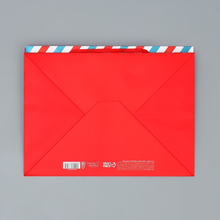 Пакет подарочный новогодний с широким дном «Новогодняя почта», 25 х 19 х 18 см