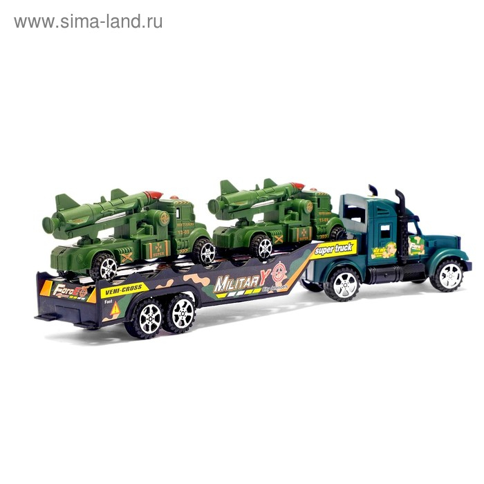 Грузовик инерционный «Тягач», с 2 машинами, цвета МИКС Грузовик инерционный «Тягач», с 2 машинами, цвета МИКС