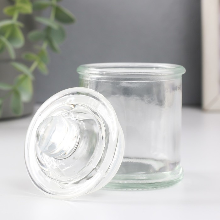 Банка для свечей стекло с крышкой фигурной Банка для свечей стекло с крышкой фигурной "Цилиндр" прозрачная 100 мл 6,6х6,6х8,7 см