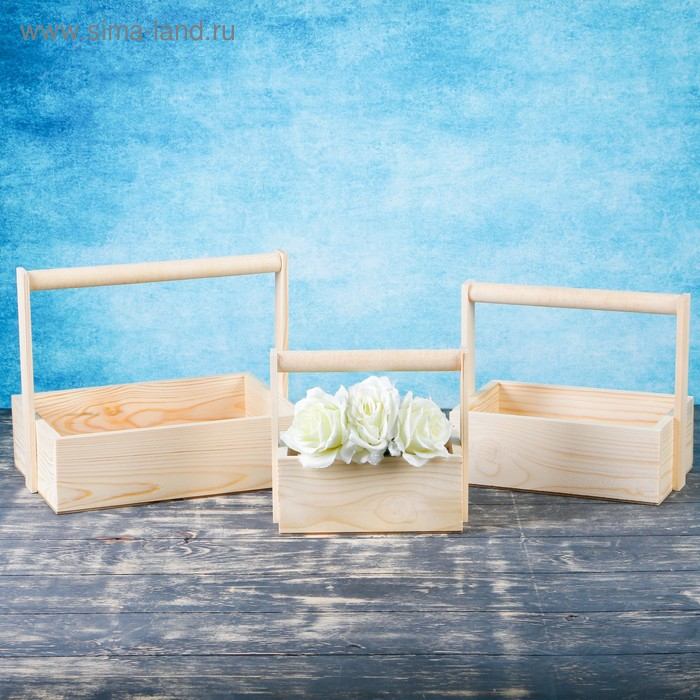 Кашпо деревянное 30×26×21 см Элегант  Кашпо деревянное 30×26×21 см Элегант "Классик", 3 в 1, с ручкой, натуральный Дарим Красиво