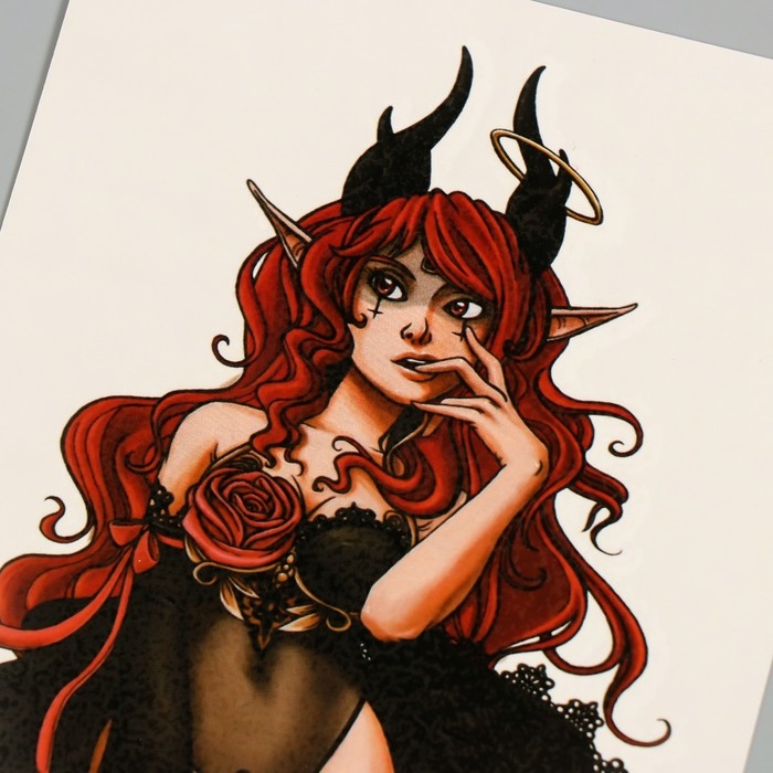 Татуировка на тело цветная Татуировка на тело цветная "Чертовка" 26,1х14,6 см