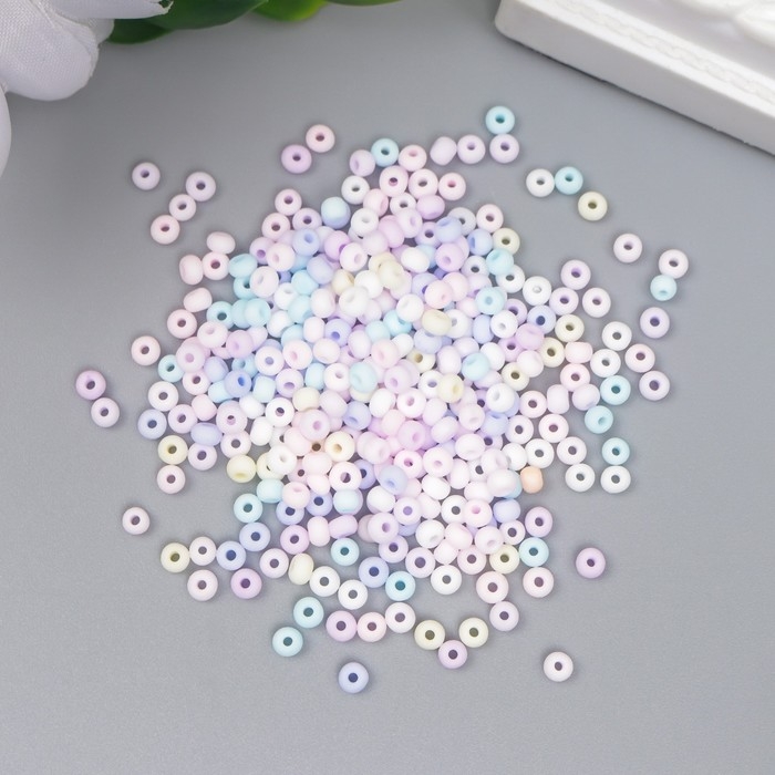 Бисер стекло 8/0  Бисер стекло 8/0 "Маршмеллоу. Матовый. Меланж. Сиренево-голубой" 10 гр