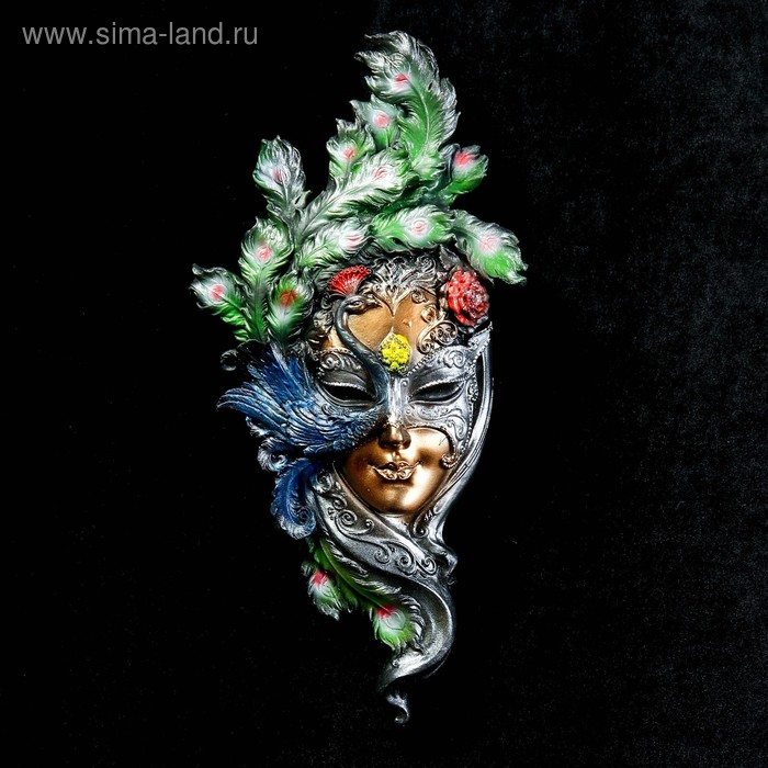 Венецианская маска Венецианская маска "Павлин" цветной, 35см