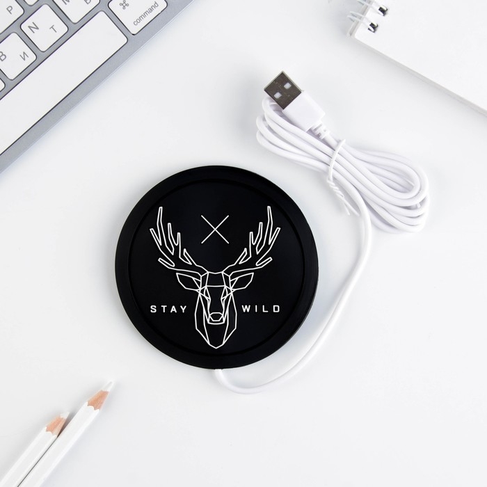 Подставка для кружки USB «Stay wild», подогреватель, 10 × 10 см Подставка для кружки USB «Stay wild», подогреватель, 10 × 10 см