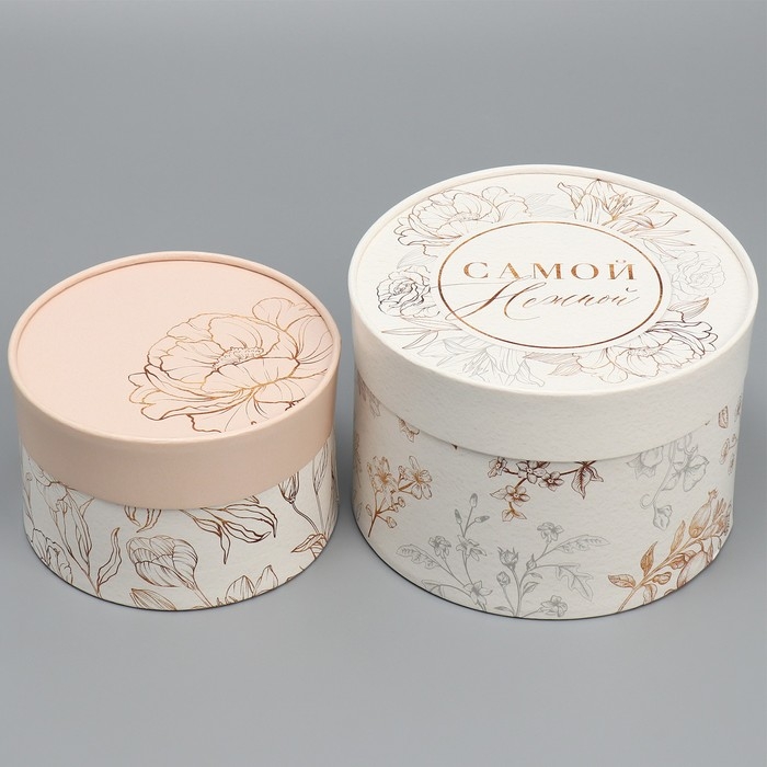 Набор шляпных коробок 2 в 1, упаковка подарочная, «Нежность», 16 х 11.5, 13 х 9 см Набор шляпных коробок 2 в 1, упаковка подарочная, «Нежность», 16 х 11.5, 13 х 9 см