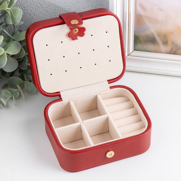 Шкатулка кожзам для украшений  Шкатулка кожзам для украшений "Стёганая матовая" бордовая 12х10х6,3 см