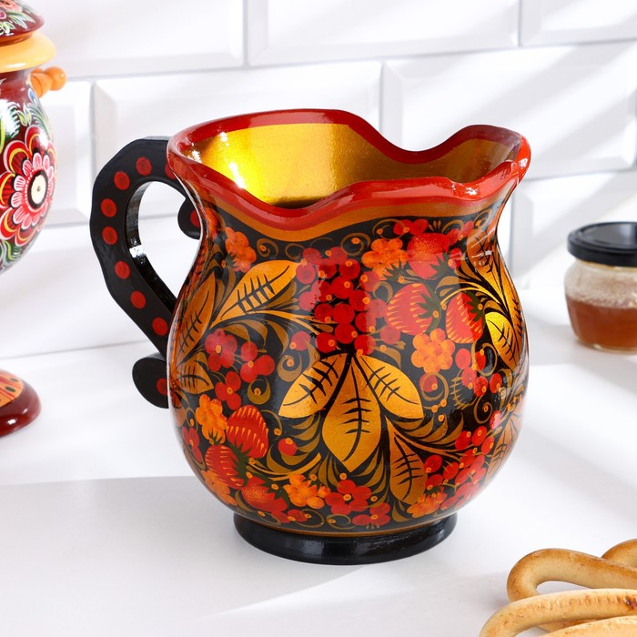 Кувшин «Ягодка», без крышки, 18,5×12×19 см, хохлома, микс Кувшин «Ягодка», без крышки, 18,5×12×19 см, хохлома, микс