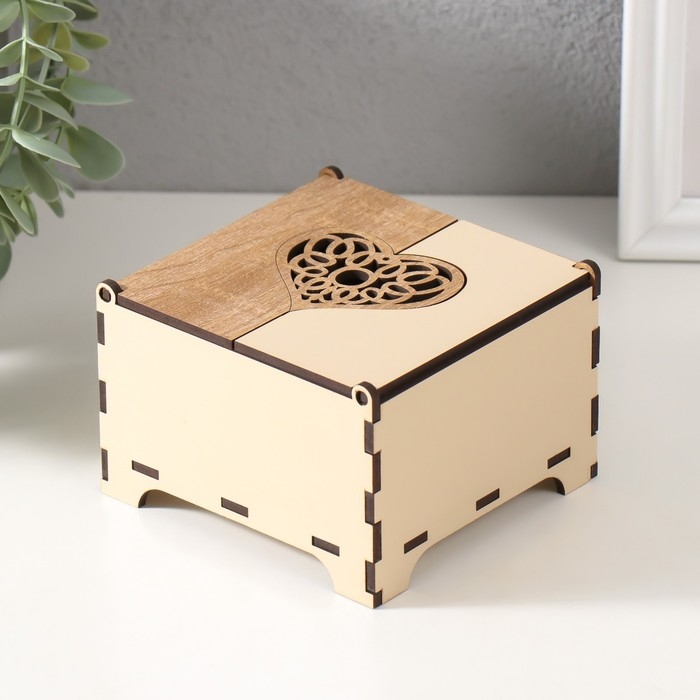 Шкатулка комбинированная  Шкатулка комбинированная "Сердце" 10,5х10х7 см