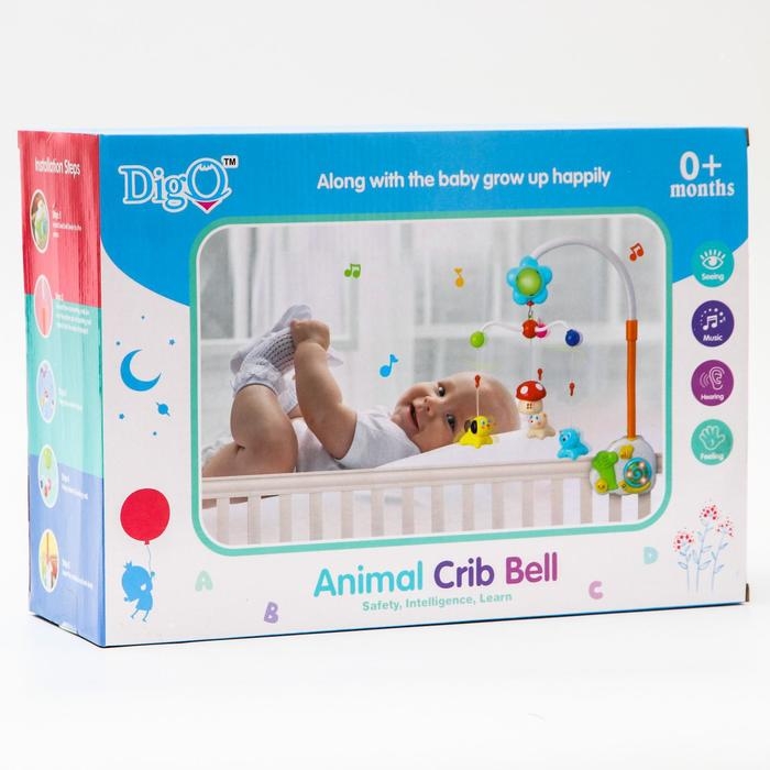 Мобиль музыкальный на кроватку «Зверята» с ночником, работает от батареек Мобиль музыкальный на кроватку «Зверята» с ночником, работает от батареек